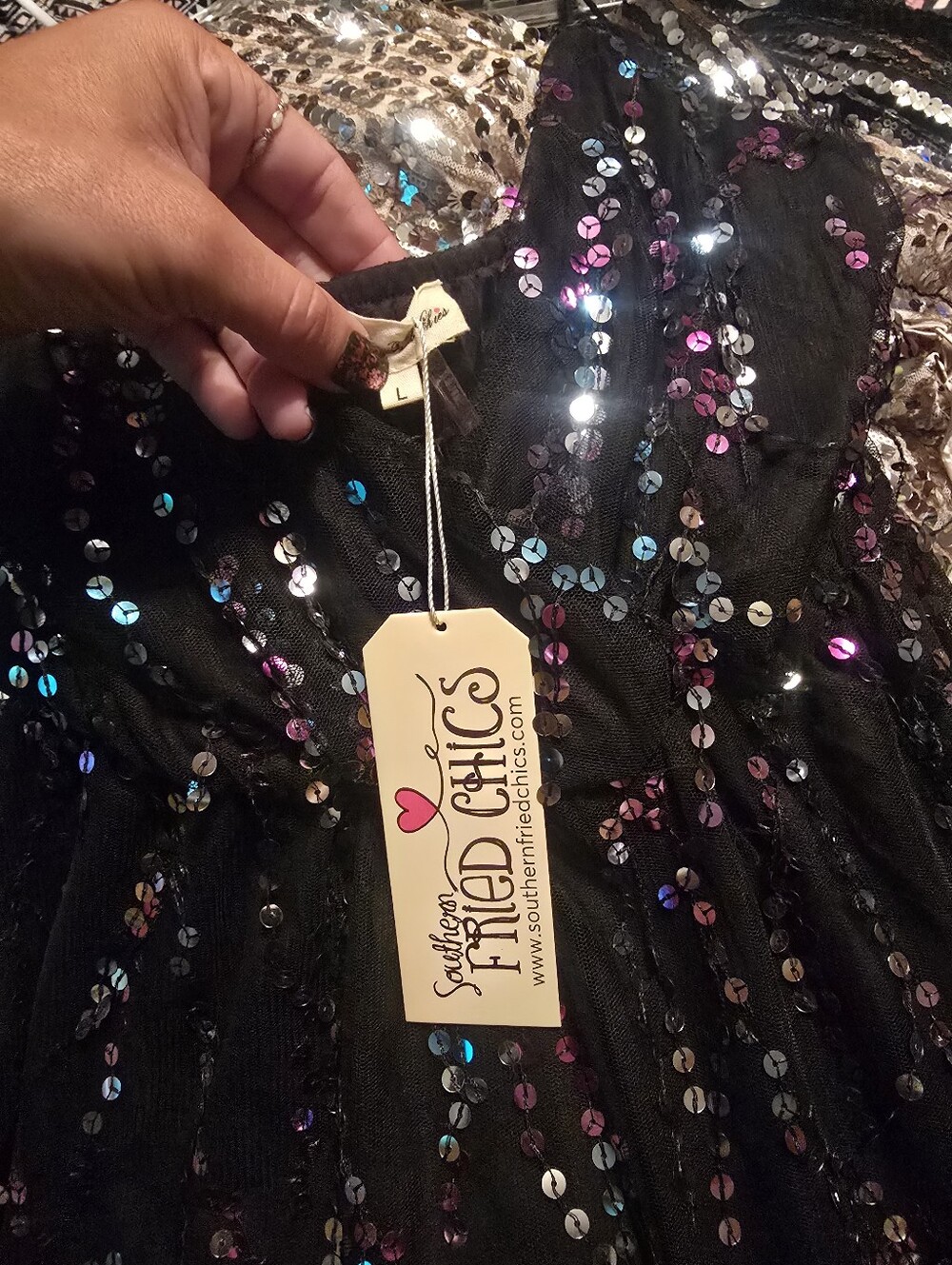 Navy Sequin Cocktail Dress
